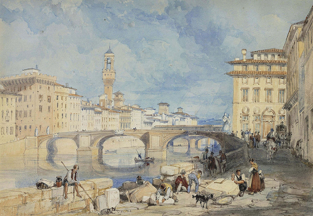 James Duffield Harding (1798-1863) - Santa Trinita Bridge In Florence (1830)
