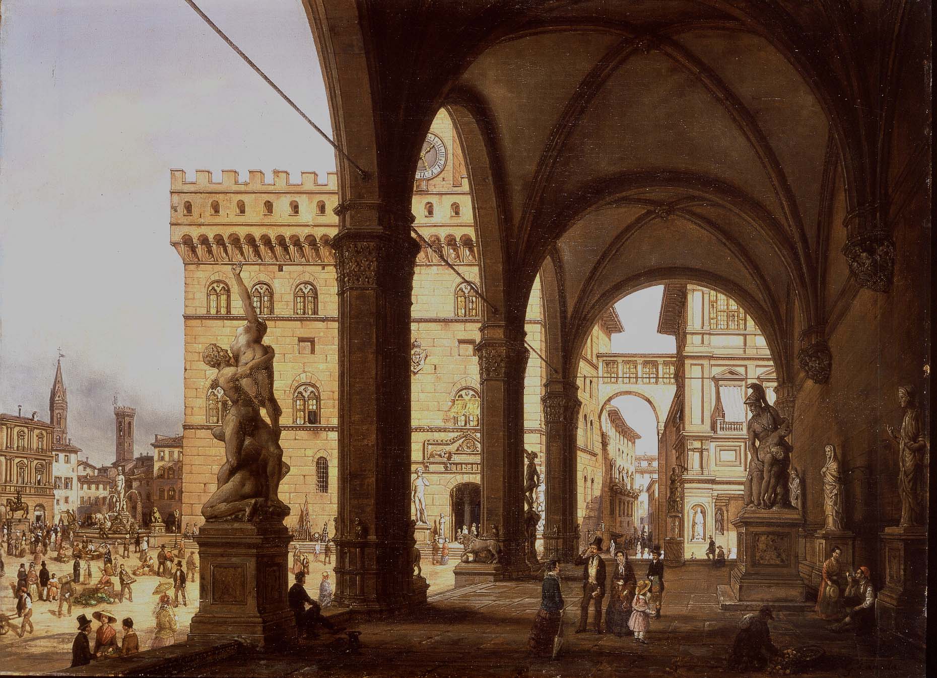 Giuseppe Cannella (il Vecchio, 1788-1847) - Loggia Dei Lanzi in Florence (1847)
