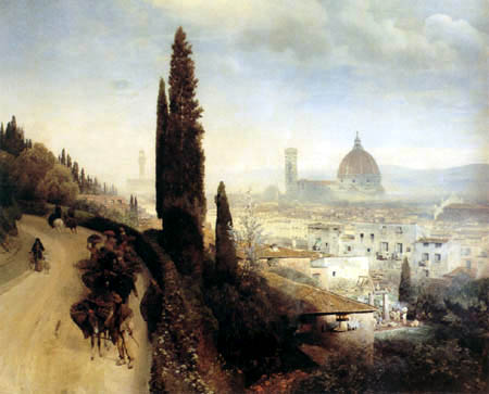 Oswald Achenbach (1827-1905) - View Of Florence With Look At The Cathedral (1883)